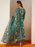 Janasya Women's Green Pure Cotton Floral Printed Yoke Design Anarkali Kurta Set
